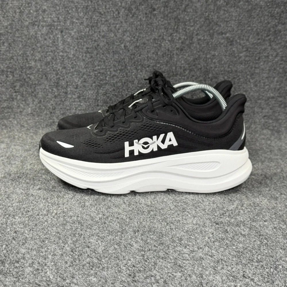 Hoka Bondi 9 Running Shoes Men's 11.5 Black White Athletic Road Training Sneaker